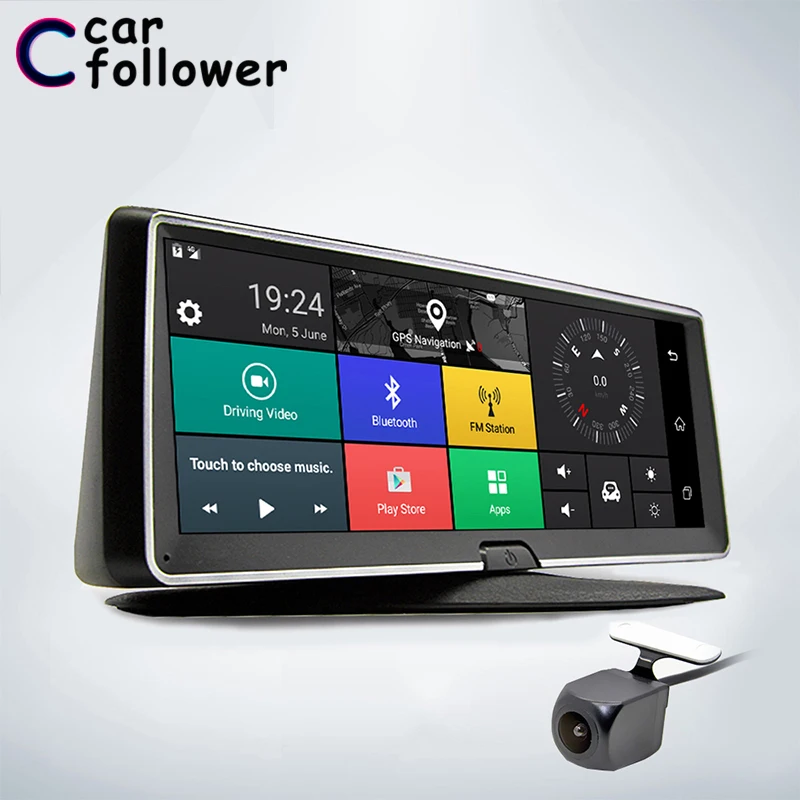 Автомобильный видеорегистратор 8 дюймов 4G Android GPS навигация ADAS 1080P двойной