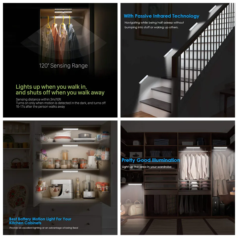 Светодиодный светильник с датчиком движения 10 светодиодный аккумулятором