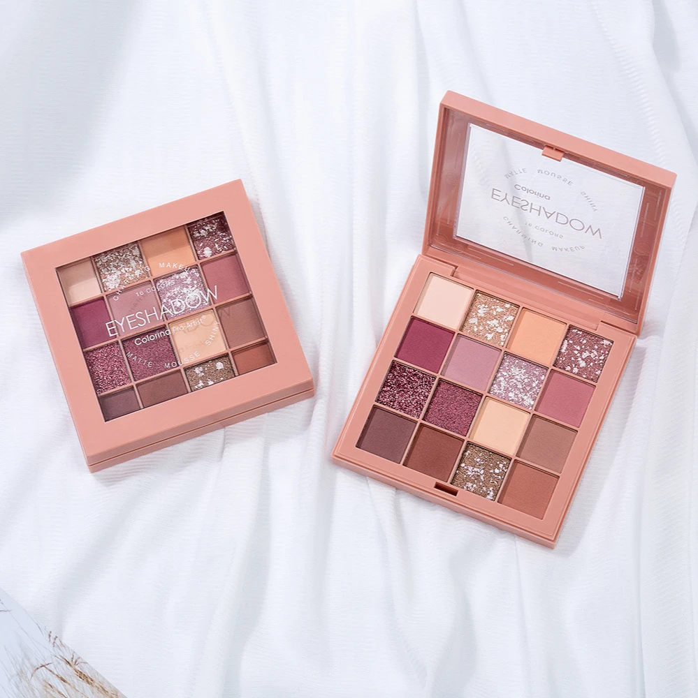

16 Colors Eyeshadow Palette Waterproof and Non-Smudge Matte Pearlescent Glitter Eyeshadow Loose Powder Makeup Tools