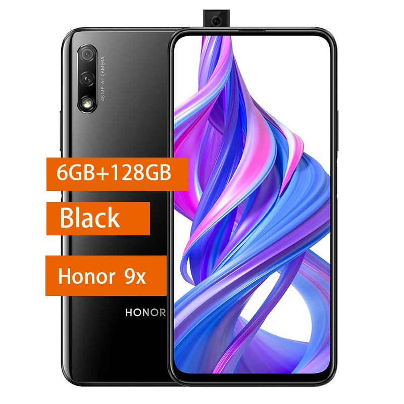 9X Black 6G 128G Honor 9X Смартфон Honor 9X Pro 4000 мАч батарея 7нм Kirin 810 48MP Авто всплывающий caemra Google Play поддержка - Цвет: 9X Black 6G 128G