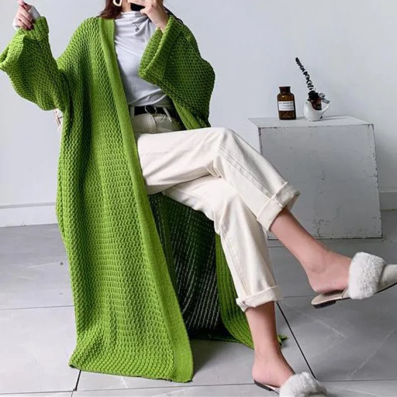 

2021 New Casual Cardigans Long Sweater Women Long Sleeve Knit Cardigan Oversized Solid Loose Cardigan Coat Women Korean Winter