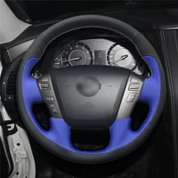 diy hand stitched customization anti slip wear resistant steering wheel cover for nissan armada titan car interior decoration