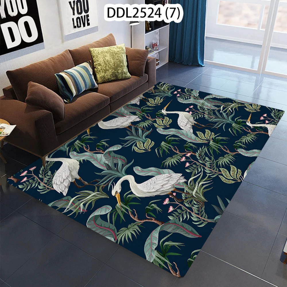 1Pcs Tropical Animal Kitchen Carpet Jungle Flamingo Entrance Doormat  Plant Floral Bedroom Hallway Floor Mat  Anti-slip Long Rug