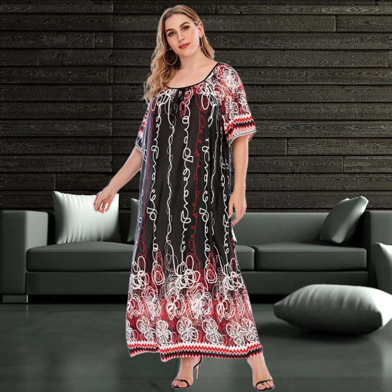 

Floor Length Dresses For Women 2021 Summer Plus Size Loose Bohemian Maxi Dresses Wedding Vestidos De Fiesta Robe Femme Oversize