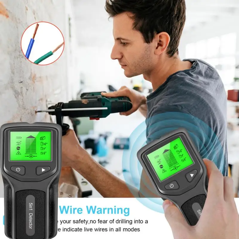 

Цифровой металлоискатель 5 в 1, профессиональный настенный сканер для установки металлических гвоздиков, детектор проводов переменного ток...