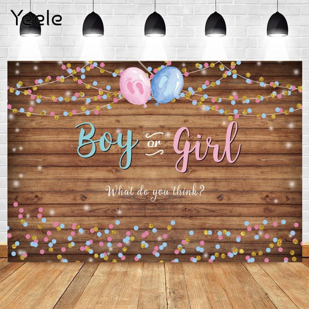

Yeele Newborn Baby Shower Gender Reveal Boy Or Girl Photography Backdrop Wood Board Background Photocall Custom Photophone Props