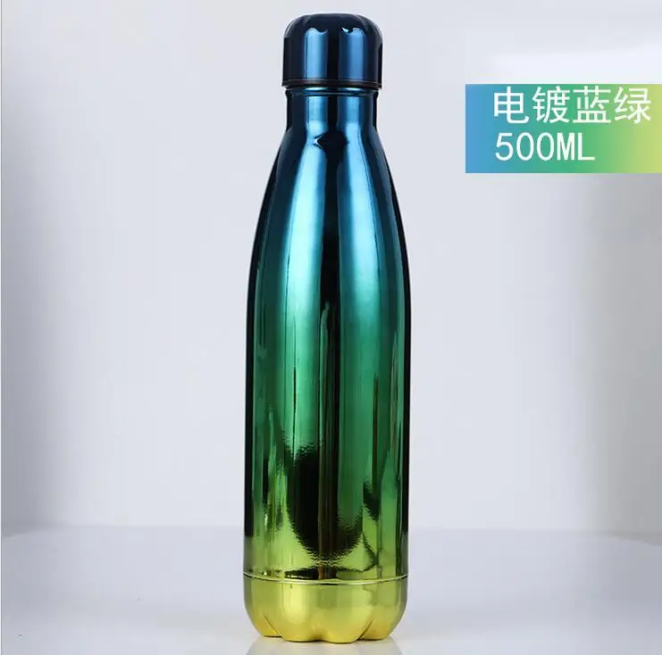 500/1000 мл двухслойная кружка-термос из нержавеющей стали бутылка для колы вода пива термос для спортивной бутылки - Цвет: A
