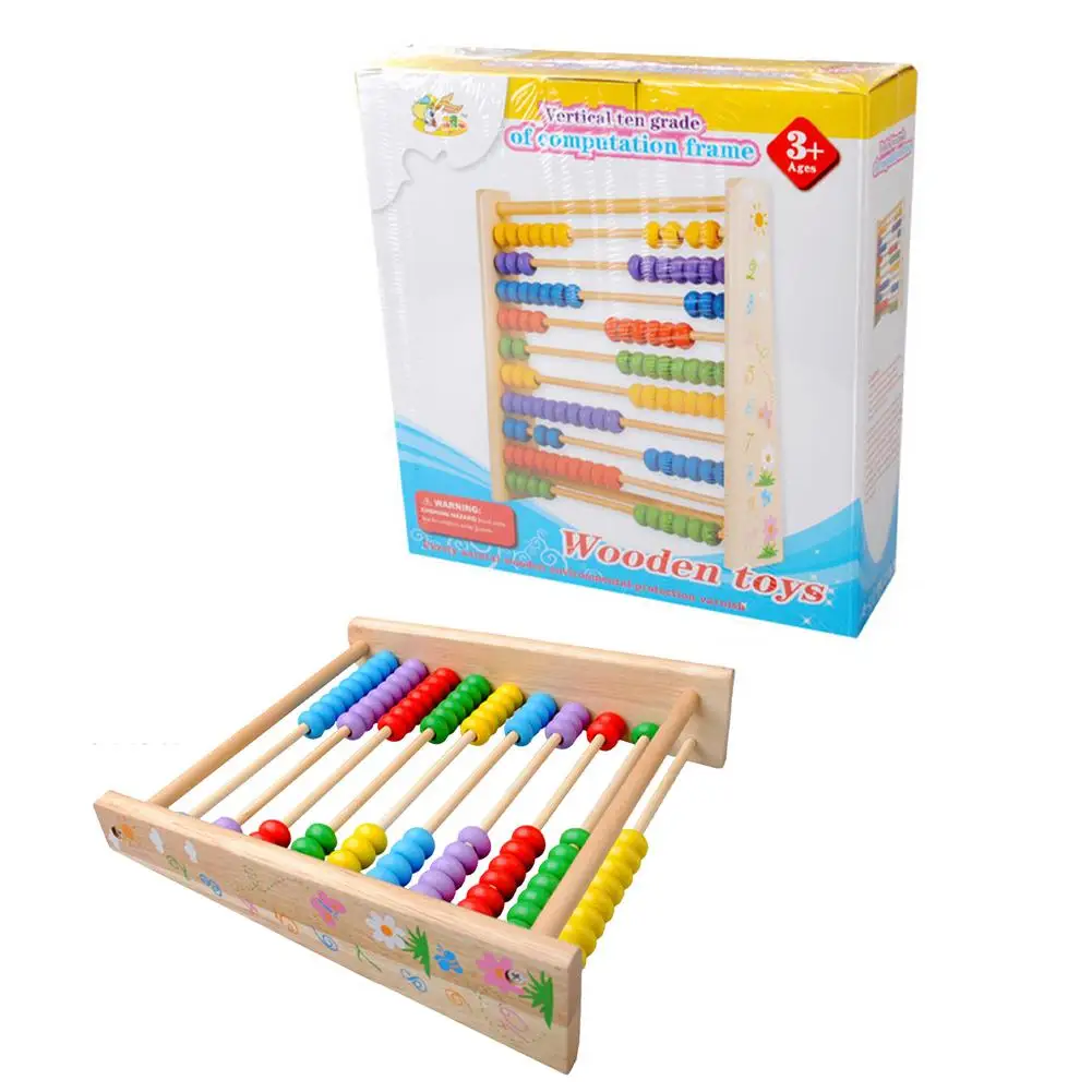 

Wooden Abacus Educational Counting Frames Toy With 100 Beads Addition Subtraction 10-Row Basic Arithmetic Math Preschool Number