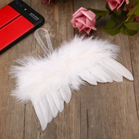 1pc feather wings small 1312cm feather angel wing with white ribbon for christmas wedding hanging decoration prop ornament