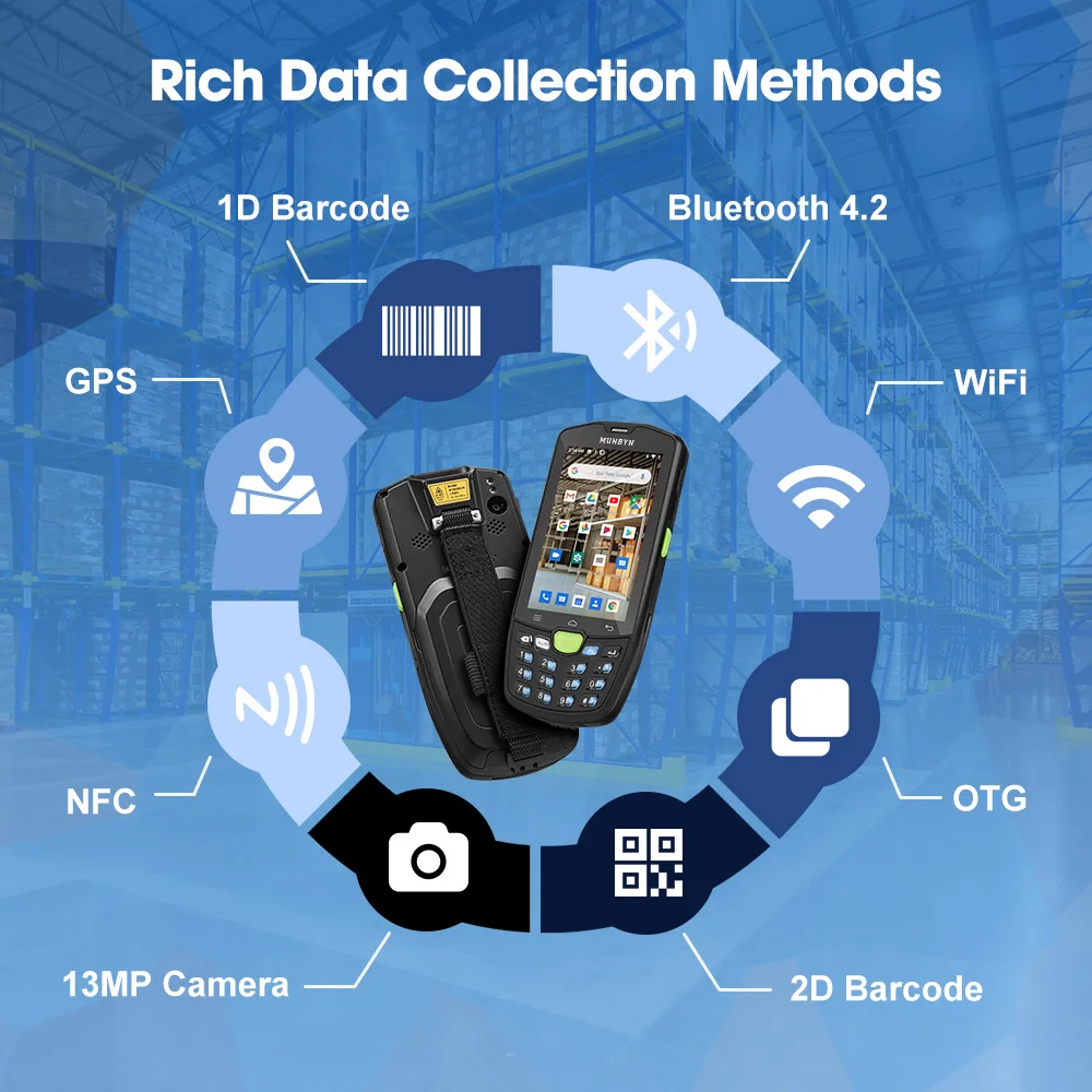 Ручной Android 9 0 прочный PDA 2D сканер штрих кодов 4G WiFi ручной pos терминал считыватель