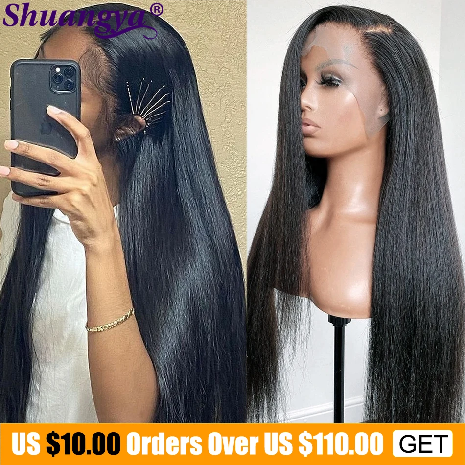 

HD Bone Straight Lace Closure Wig 30 32 Long Inch Brazilian Straight Human Hair Lace Wigs Transparent Lace Curly Wave Hair Wigs