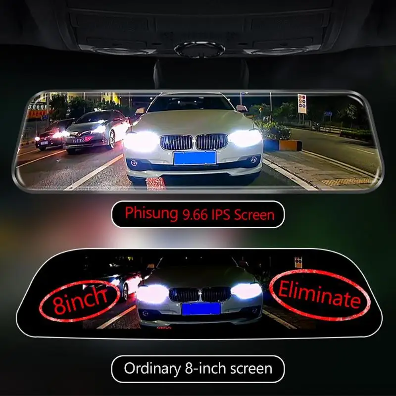 Phisung H58 9,6" поток медиа зеркало заднего вида DVR камера 1080P Full HD 4G Android 5,1 gps WiFi ADAS видеорегистратор видеомагнитофон
