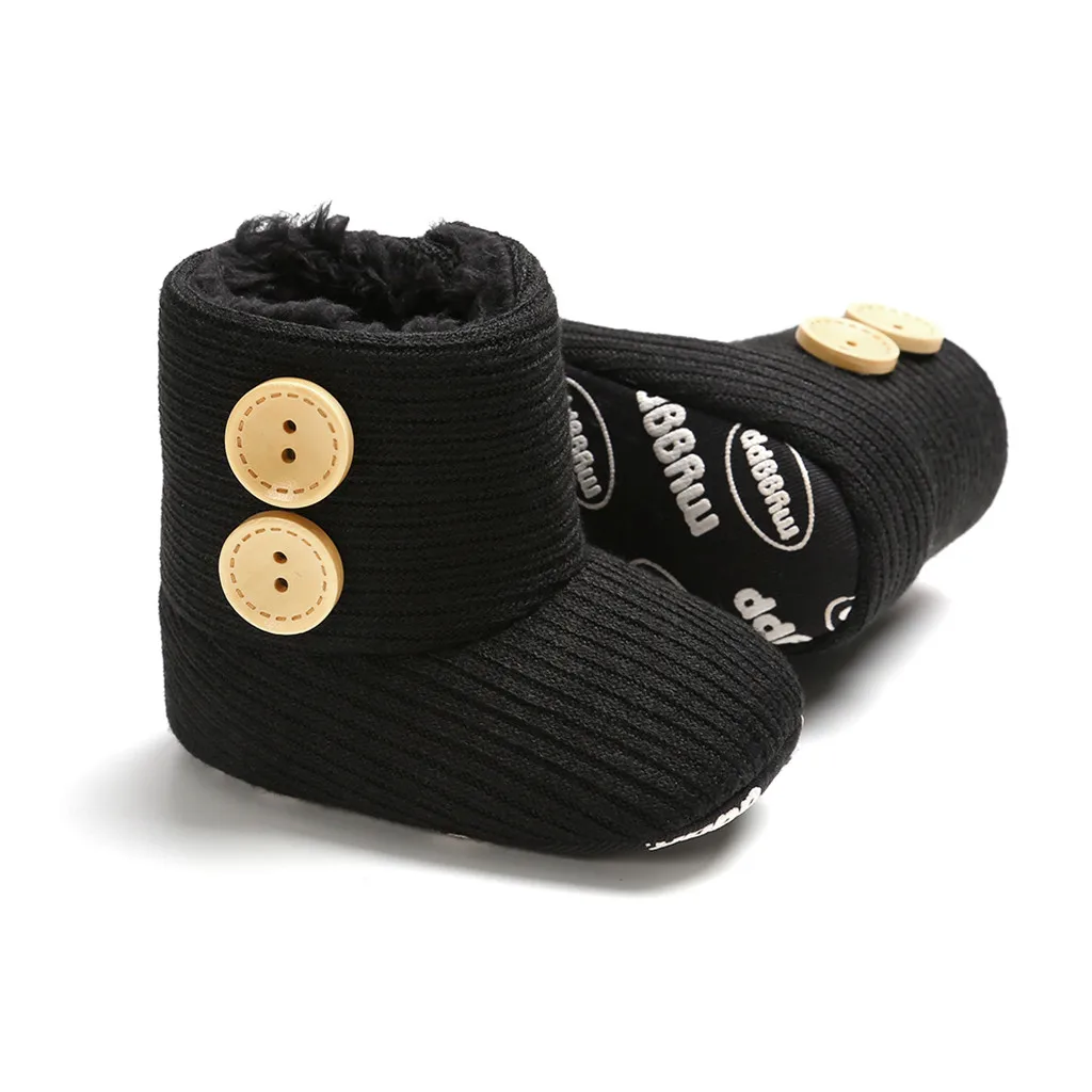 MUQGEW Baby Girl Boy Shoes Kids Winter Boots Slip-On Solid Button Fashion Toddler First Walkers Baby Warmmer Shoes Booties