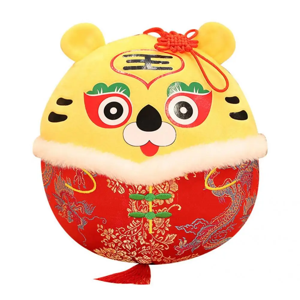 

Plush Doll Pendant Removing Bad Luck Anti-deform PP Cotton Round Ball Cute Tiger Plush Toy Keyring for Bags
