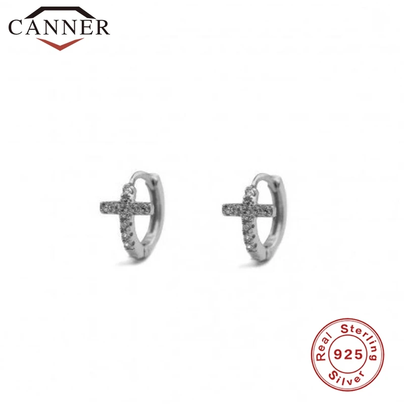 2-silver 925 пробы, серебряная Геометрическая Бусина Серьги-заклепки для женщин, круглый крест, маленькие серьги-кольца, ювелирные изделия для ушей - Окраска металла: 2-silver