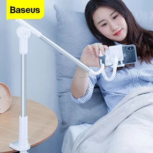 baseus 360 rotating flexible long arm lazy phone holder for iphone xiaomi adjustable desktop bed tablet clip mobile phone holder free global shipping
