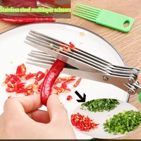 19cm minced 5 layers basil rosemary kitchen scissor shredded chopped scallion cutter herb laver spices cook tool cut 2021 hot