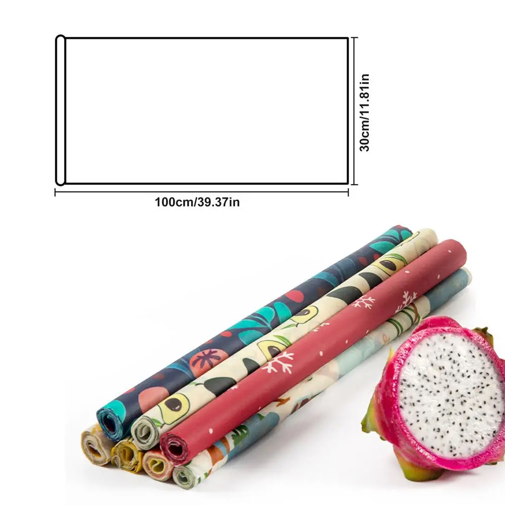 

100cm/Roll Reusable Beeswax Food Wrap Cloth Package Rolls Kitchen Wrap Food Insurance Cloth Canned Bottle Sealing Cloth Plastic