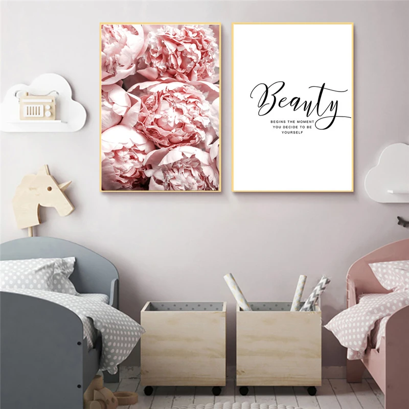 Пион цветок холст постер тексты цитаты настенный принт картина в скандинавском