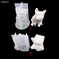 3d bulldog crystal epoxy resin mold lucky cat jewelry necklace pendant casting silicone mould diy craft candle soap making tools