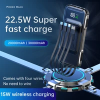 22 5w fast charge power bank 15w qi wireless charger 20000mah 30000mah powerbank with cable for iphone airpods 5 4 3 2 poverbank