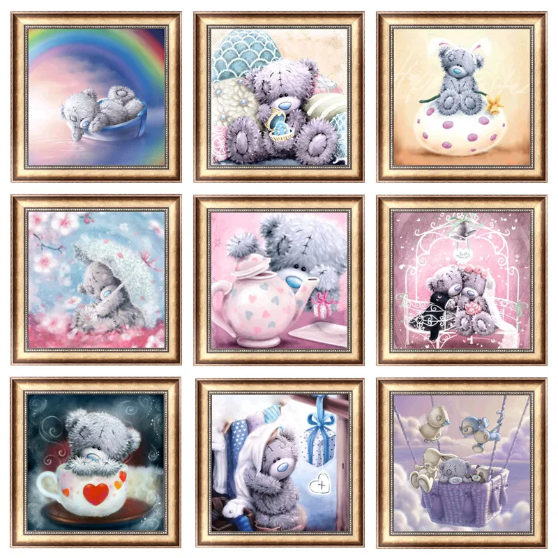 Алмазная вышивка 5D Diy картина мультяшная нашивка Медведь узор Мозаика из