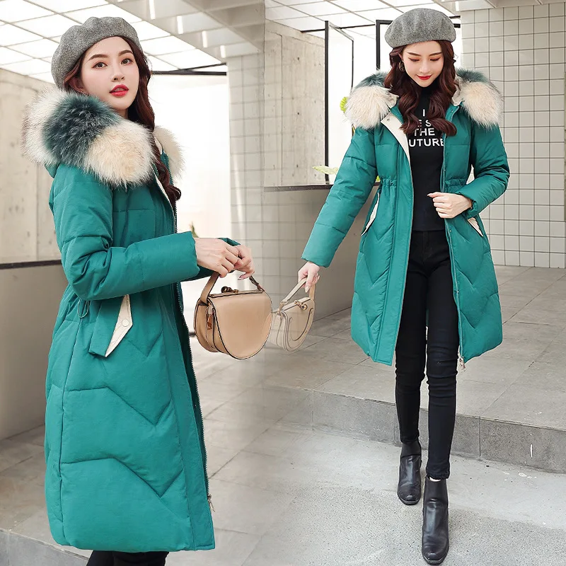 

Cotton-Padded Clothes Female 2020 Winter New Large Fur Collar Long down Cotton Female Slim Waist Slimming