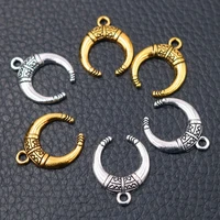 30pcs mini horns crescent moon pendants retro earrings bracelet metal accessories diy charms for jewelry crafts making 1915mm
