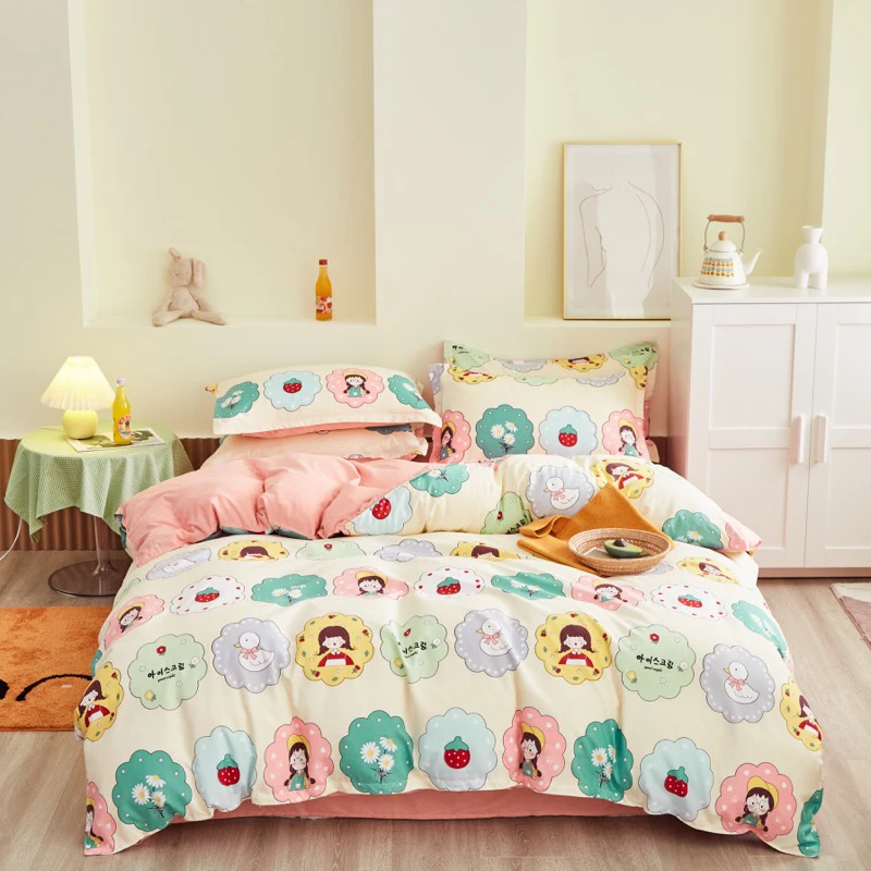 

Cartoon Girl Bedding set,220x240 Duvet Cover Set With Pillowcase, Child 135x200 Quilt Cover,210x210 Pink King Size Blanket Cover