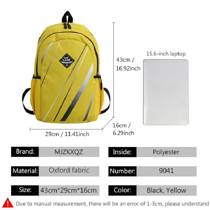 

MJZKXQZ New Teenagers Yellow Backpack Men Fashion Laptop Bag Big Capacity Student School Bag Unisex Stripe Mochila Mujer Bolsas