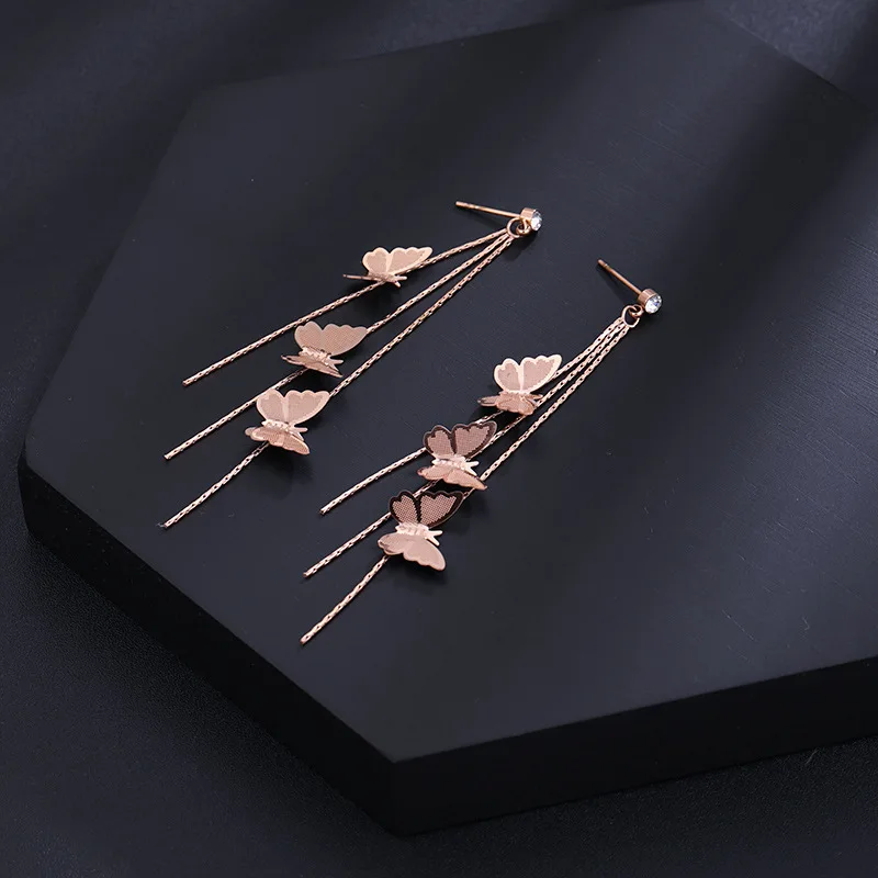 Висячие серьги из нержавеющей стали с бабочкой для женщин женские Украшения