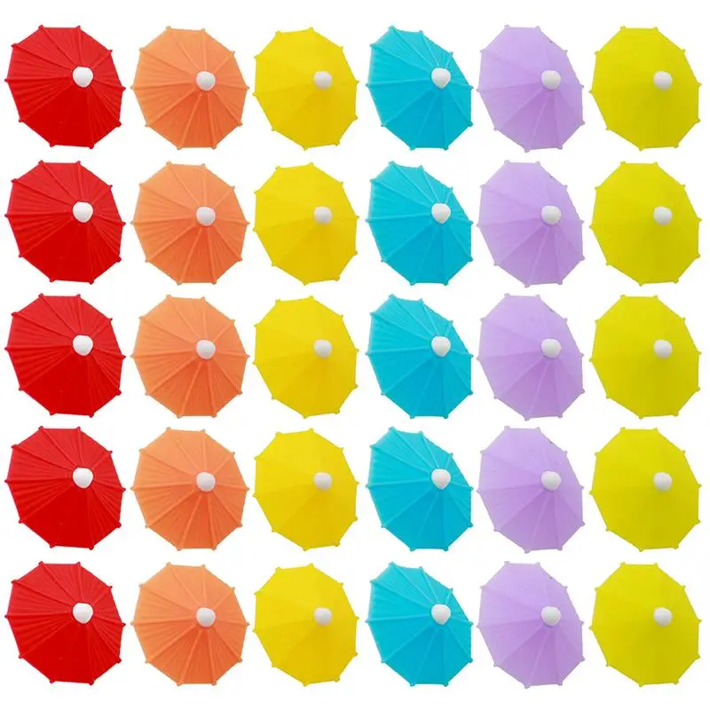 

6PCS Wine Glass Charm Creative Silicone Umbrella Shape Wine Glass Marker Identifier Cup Signs For Party Accessories Random Color