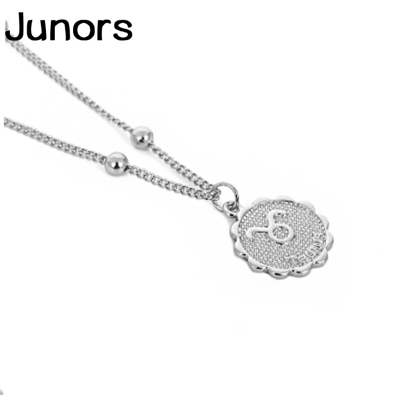 Taurus-silver Модное золотое ожерелье со знаком зодиака для женщин Бусы ключицы цепи 12 Созвездие каре монета женское ожерелье с подвеской дворца зодиака - Окраска металла: Taurus-silver