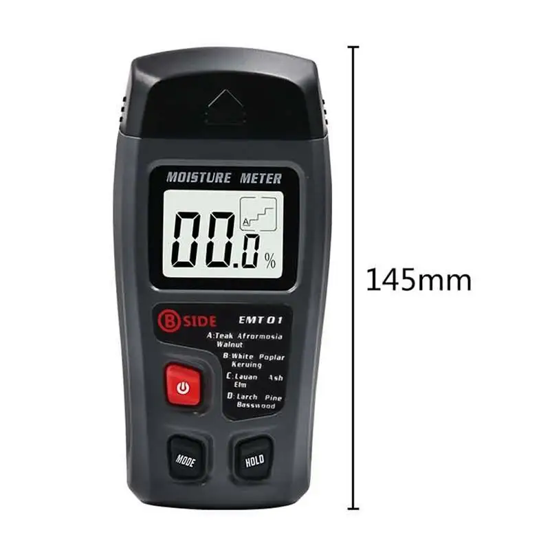 

BSIDE Wood Moisture Meter EMT01 Needle Type Precise Detector 4 Modes LCD Display Teak Lauan Pine Walnut Wood Moisture Tester