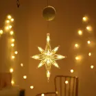 Рождественская светодиодная гирлянсветильник, Рождественская звезда, присосветодиодный, светодиодная проволочная гирлянда, Рождественское украшение для комнаты, окна, стен, праздничное освещение