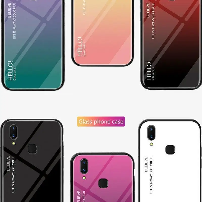 Противоударный чехол из закаленного стекла с градиентом для Huawei Nova 5 P30 P20 Mate20 10 Lite
