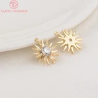 Латунные подвески в форме звезды с цирконом, 4 шт., отверстие 15 х16 мм, 685 мм, 24 к золота, Ювелирная фурнитура высокого качества сделай сам, аксессуары для ювелирных изделий