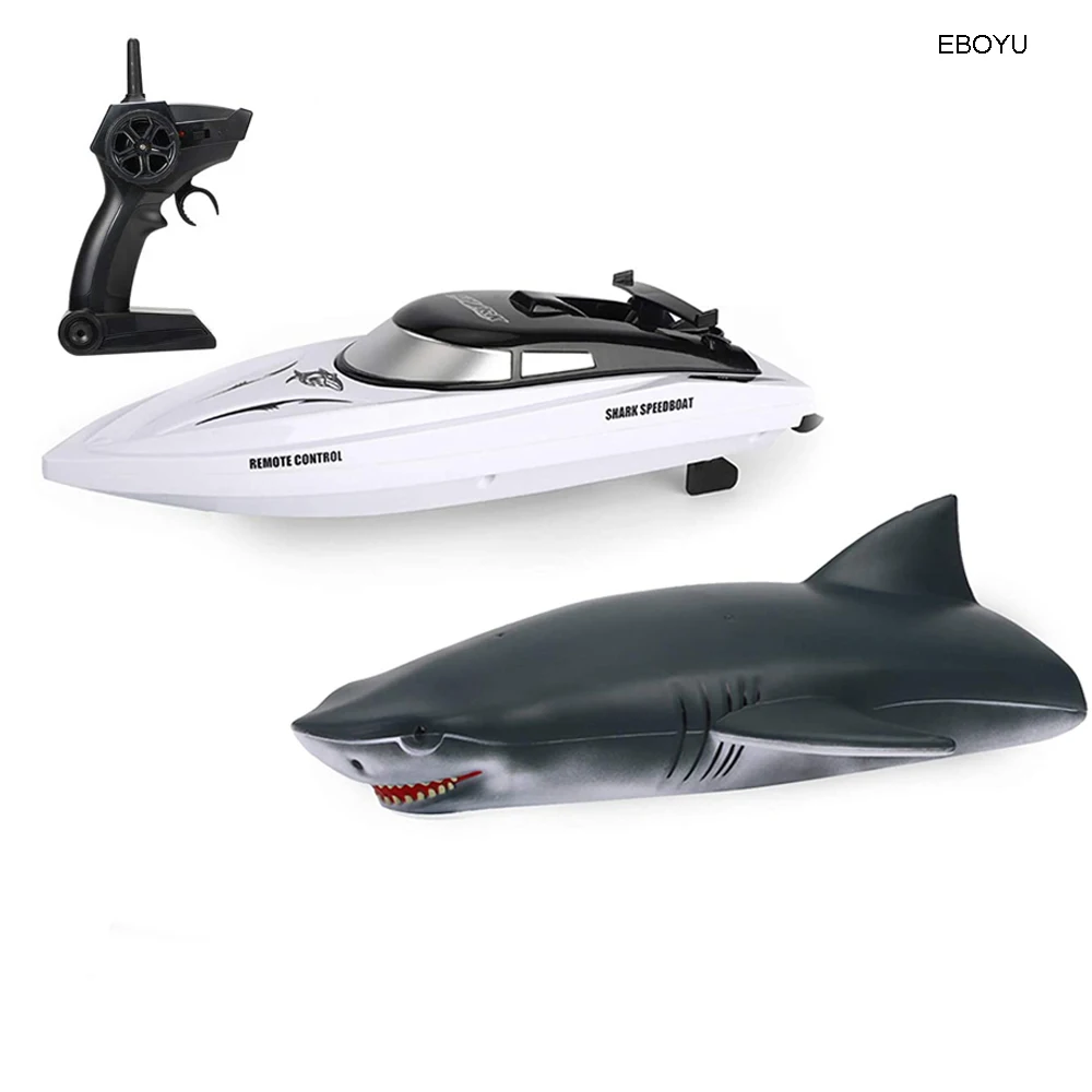 EBOYU 818 RC лодка 2 в 1 с дистанционным управлением 4 ГГц имитация лодки акулы для