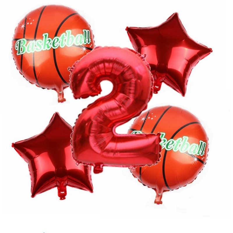 5 шт./компл. и занятий спортом Баскетбол Фольга золотого красного цвета 32 дюймов