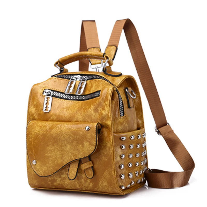 Высококачественные рюкзаки из искусственной кожи с заклепками для девочек