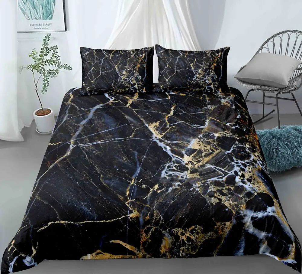 

3D Cartoon Marble Bedding 2/3 pcs Abstract Art Bed Set