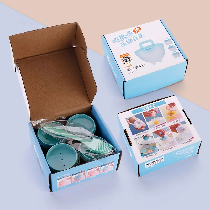 

4 Pcs/Set Cute Egg Boiler Plastic Egg Poacher Set Kitchen Egg Cooker Tools Egg Mold Form With Lid Brush Pancake Maker