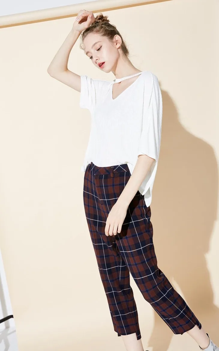 Vero Moda Новое поступление брюки женские Женские клетчатые широкие повседневные Капри | 31846J523