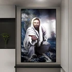 Классическая христианская Картина на холсте с изображением Иисуса Бога, Постер и принты на стену, художественные картины, украшение для гостиной и прихожей