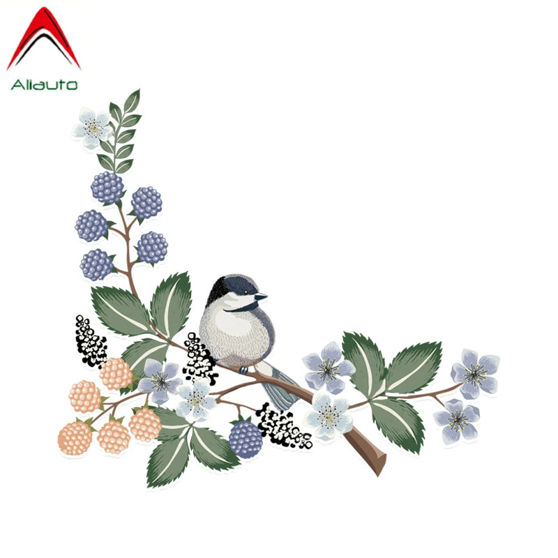 

Aliauto Personalized Decortion Car Sticker Mysterious Colored Flowers Birds PVC Sunscreen Waterproof Reflective Decal,15cm*13cm