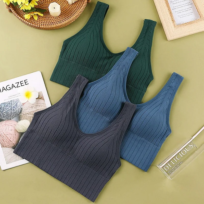 

Women Seamless Sports Crop Top Sexy Bra Female Tube Tops Home Base Tank Sleeveless Camis Lingerie Underwear