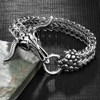 men stainless steel bracelet cow head link chain jewelry hiphop accessories rock classic handmade fashion bangles wholesale gift