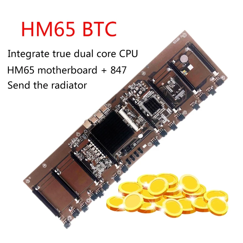 

HM65 Direct-Plug 8-Card Slot Motherboard BTC Solid State Capacitor Peak Memory Capacity 8G 1600Notebooks
