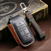 top layer leather car key case cover shell for gmc dodge ram 1500 journey charger challenger caliber jeep auto accessoires fob