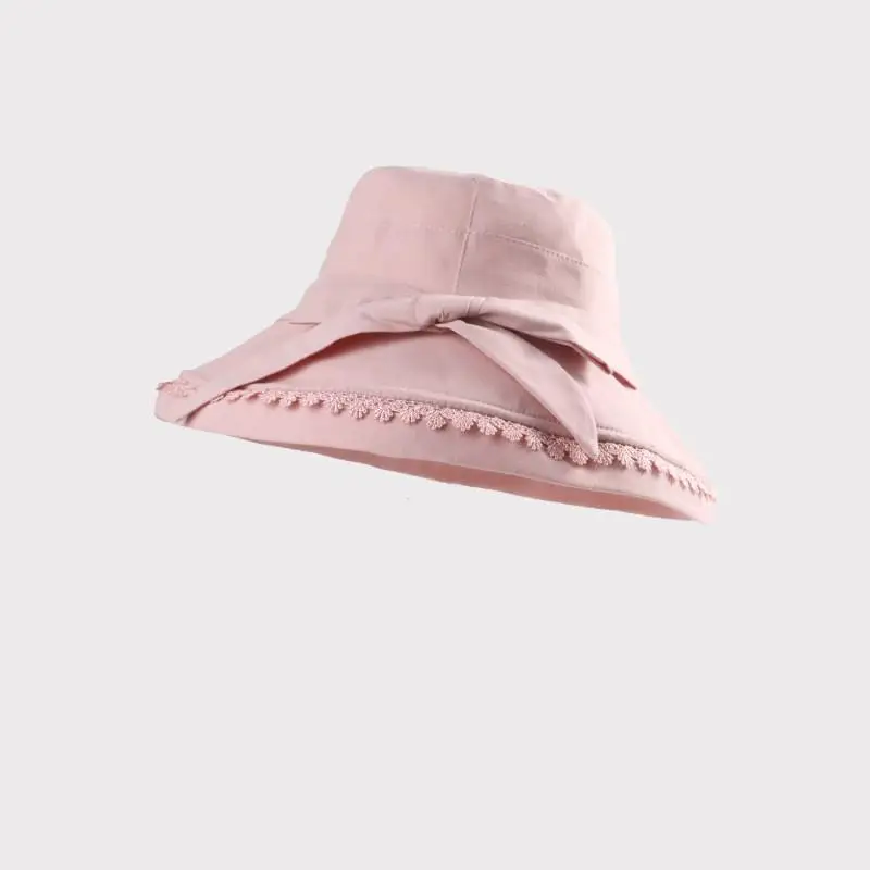 

2021 Cotton fashion joker solid color lace bowknot Bucket Hat Fisherman Hat outdoor travel hat Sun Cap Hats for Women 211
